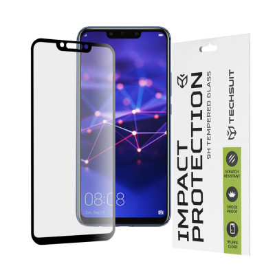 Folie pentru Huawei Mate 20 Lite / Nova 3 / Nova 3i / P Smart Plus - Techsuit 111D Full Cover / Full Glue Glass - Black foto