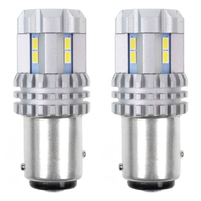 Bec stop frana ciresa auto tip LED UltraBright Canbus R5W, 12V-24V; BA15d P21/5, 12 LED SMD 3020, 2 buc. foto