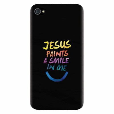 Husa silicon pentru Apple Iphone 4 / 4S, Jesus Paints A Smile In Me foto