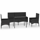 Cumpara ieftin Set mobilier relaxare gradina 4 piese cu perne poliratan negru