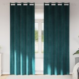 vidaXL Draperii opace cu ocheți, 2 buc., verde &icirc;nchis, catifea