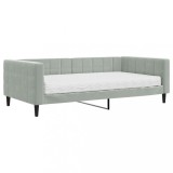 Cumpara ieftin Pat de zi cu saltea, gri deschis, 100x200 cm, catifea
