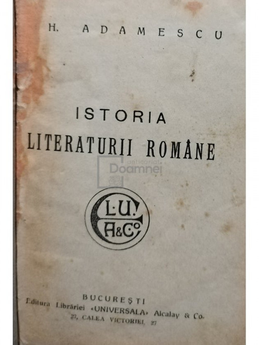 H. Adamescu - Istoria literaturii romane
