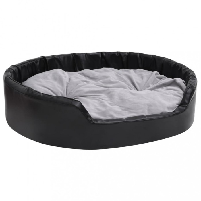 Pat pentru caini, negru/gri, 99x89x21 cm, plus/piele ecologica