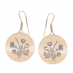 Flora - Cercei personalizati buchet flori banut cu tortita deschisa din argint 925 placat cu aur roz