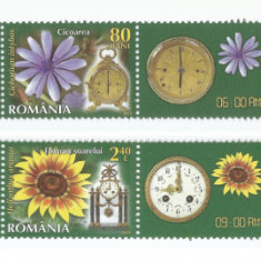 |Romania, LP 1966/2013, Ceasul florilor I (uzuale), serie cu vinieta, MNH