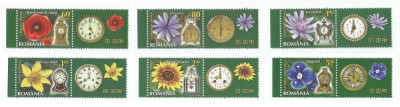 |Romania, LP 1966/2013, Ceasul florilor I (uzuale), serie cu vinieta, MNH foto