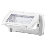 Capac cu rama Gewiss System GW22461, 4 module, IP55, alb, pentru priza / intrerupator