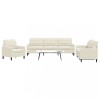 VidaXL Set de canapele cu perne, 3 piese, crem, catifea
