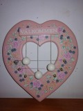 Lira Harpa decor de usa intrare muzicala cu 3 corzi forma inima lemn roz pictat manual floral Suedia
