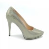 Pantofi Dama Mihai Albu Piele Metalizata Gri, Platforma Ascunsa, Toc 11cm, Marimea 39, Fabricati Manual Romania