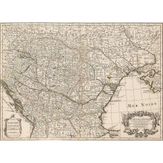 Harta Transilvania, Tara Romaneasca, Moldova, Delisle, 1703, 50x60cm, repro