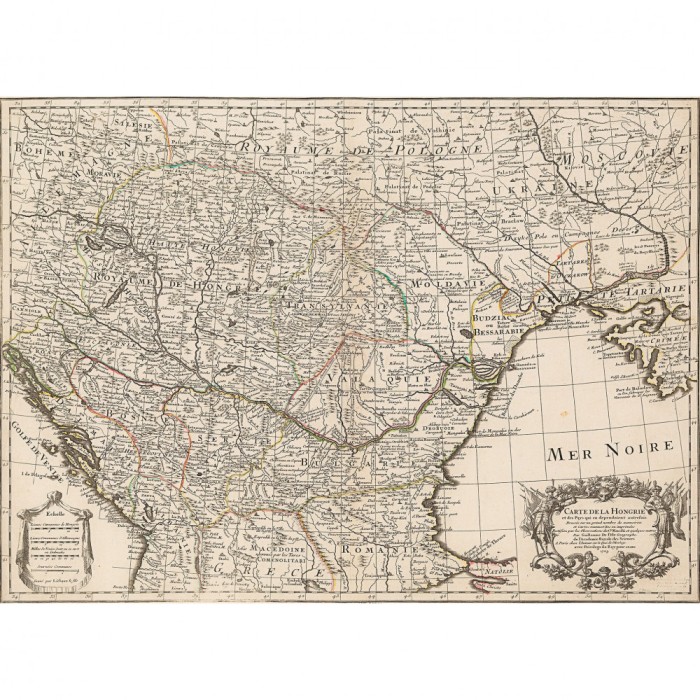 Harta Transilvania, Tara Romaneasca, Moldova, Delisle, 1703, 50x60cm, repro