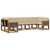 vidaXL Set de canapele de exterior cu pernă 7 pcs Natural și Bej 3382189