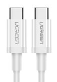 CABLU alimentare si date Ugreen, &quot;US264&quot;, Fast Charging Data Cable pt. smartphone, USB Type-C la USB Type-C 60W/3A, nickel plating, PVC, 2m, alb &quot;6052