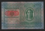 AUSTRIA / AUSTRO - UNGARIA 100 COROANE / KRONEN / KORONA 1912 / 1919 [1] P - 55 a , cu Overprint DEUTSCHOSTERRICH pe P -12