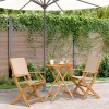 Gossi set mobilier bistro, 3 piese, textil bej/lemn masiv