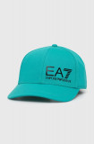EA7 Emporio Armani șapcă de baseball din bumbac culoarea verde, cu imprimeu