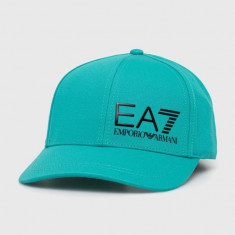 EA7 Emporio Armani șapcă de baseball din bumbac culoarea verde, cu imprimeu