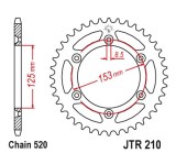 Pinion spate 52 dinti pas lant 520 &ndash; Honda CR - CRF - XR 125-150-230-250-400-450-500-650cc, Oem