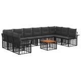 vidaXL Set de canapele de exterior 11 pcs Negru și Gri &icirc;nchis 3437763