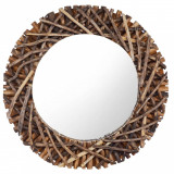 Oglinda de perete, 60 cm, tec, rotund GartenMobel Dekor, vidaXL