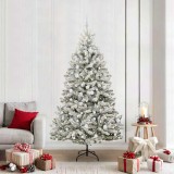 VidaXL Brad de Crăciun artificial Verde și alb 210 cm PVC și Metal 3395760