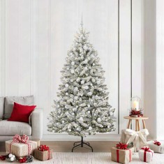 vidaXL Brad de Crăciun artificial Verde și alb 210 cm PVC și Metal 3395760