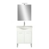 Set baie complet Leziter Nerva Prime 65 Alb MDF 65 cm cu chiuveta si oglinda, Asamblat, Rezistent la apa