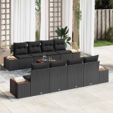 vidaXL Set de canapele pentru grădină cu pernă 9 pcs Negru Rattan poli 3356718