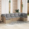 VidaXL Set de canapele pentru grădină 7 pcs Beige și gri deschis 3355199