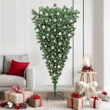 vidaXL Pom de Crăciun artificial pre-lăcuit cu design cu susul &icirc;n jos și set de globuri 3396866