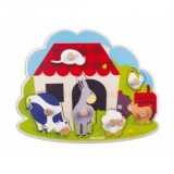 Puzzle cu maner - La ferma (6 piese) - Janod (J07009)