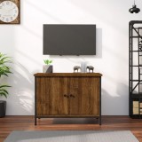 Comoda TV vidaXL Stejar Maro 60x35x45 cm Lemn Prelucrat cu 2 Compartimente si Picioare Metalice