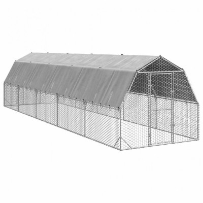 vidaXL Pui de găină cu acoperiș 2,5x10x2,25 m oțel galvanizat 3328524 foto