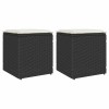 Gossi scaune de gradina cu perne 2 buc negru 40x40x43 cm poly ratan