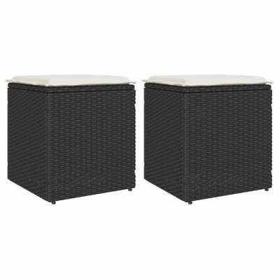 Gossi scaune de gradina cu perne 2 buc negru 40x40x43 cm poly ratan foto