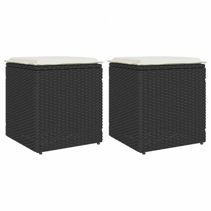 Gossi scaune de gradina cu perne 2 buc negru 40x40x43 cm poly ratan