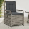 Set 2 Scaune Gradina Rabatabile Poliratan Gri cu Perne, Exterior, Ratan PE, Otel, 55x60x93 cm
