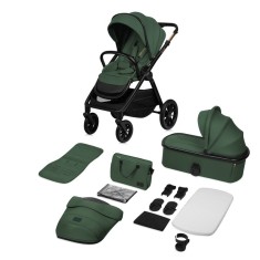 Carucior 2 in 1 Lionelo Layla Verde, cadru aluminiu, landou AirDots, ventilatie 3D, pana la 22 kg