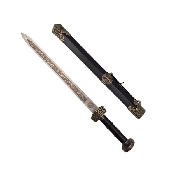 Sabie decorativa chinezeasca Jian, IdeallStore&reg;, doua taisuri, 39 cm