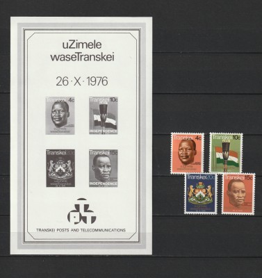 Africa de Sud, Transkei, 1976 - Independenţa - Serie şi coliţă - MNH - aph foto