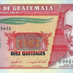 GUATEMALA █ bancnota █ 10 Quetzales █ 2016 █ P-123A █ UNC █ necirculata