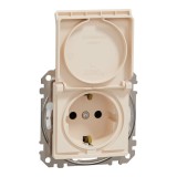 Priza simpla schuko cu capac Schneider Sedna IP44 bej SDD212023