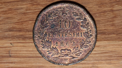 Italia - moneda de colectie - 10 centesimi 1862 M (Milan) - bronz foto