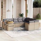 vidaXL Set canapele de grădină cu perne, 10 piese, bej, poliratan 3273243