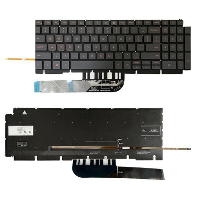 Tastatura Laptop, Dell, Inspiron 15 5000 series, 5584, P85F, 5590, 5591, 5593, 5594, 5598, P90F, (an 2019), iluminata, portocalie, layout US foto