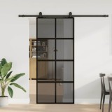 Cumpara ieftin Ușă glisantă cu set feronerie neagră 90x205cm sticlă securizată