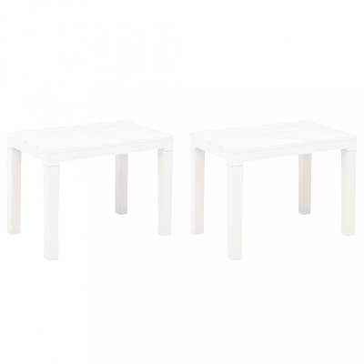 vidaXL Bănci de grădină, 2 buc., alb, plastic 48780 foto