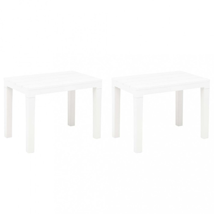 vidaXL Bănci de grădină, 2 buc., alb, plastic 48780
